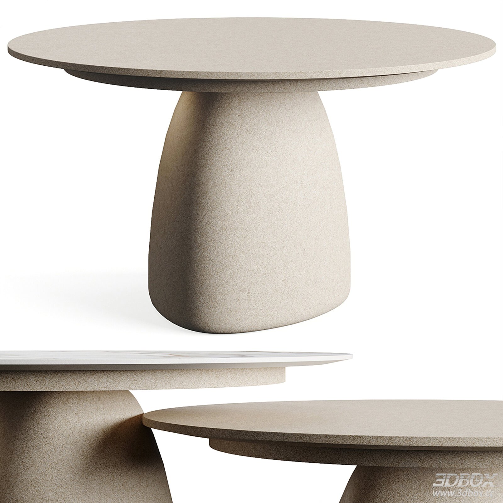 Wabi - Sabi Style Round Dining Table 3D model - front view