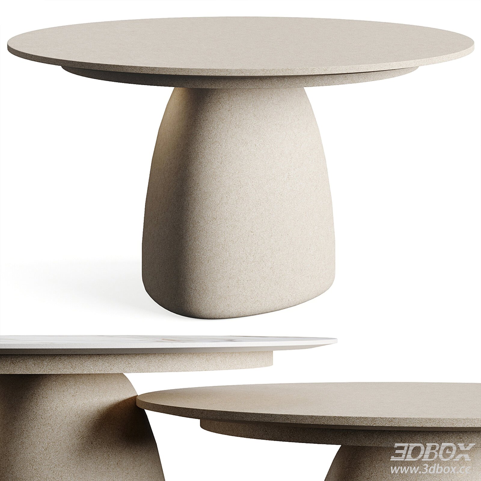 Wabi - Sabi Style Round Dining Table 3D model - thumbnail 1