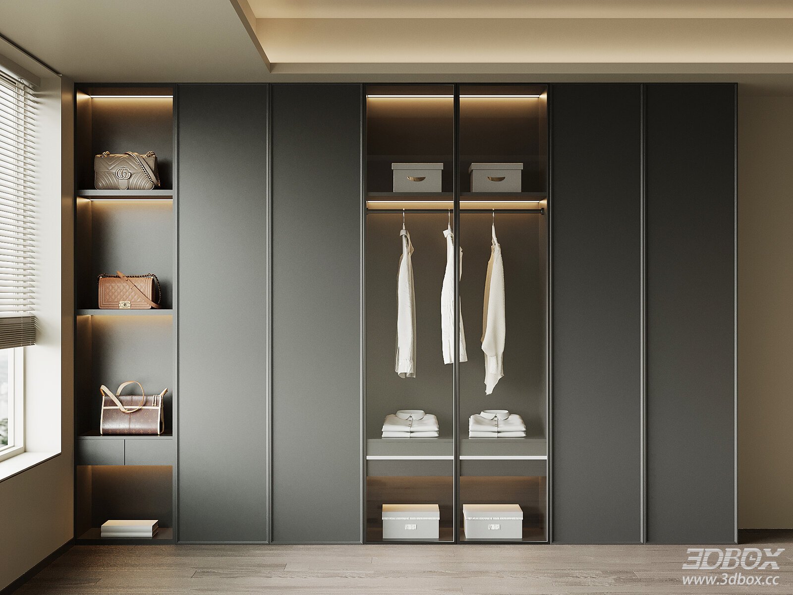 Modern Wardrobe with Sleek Design 3D model - thumbnail 1