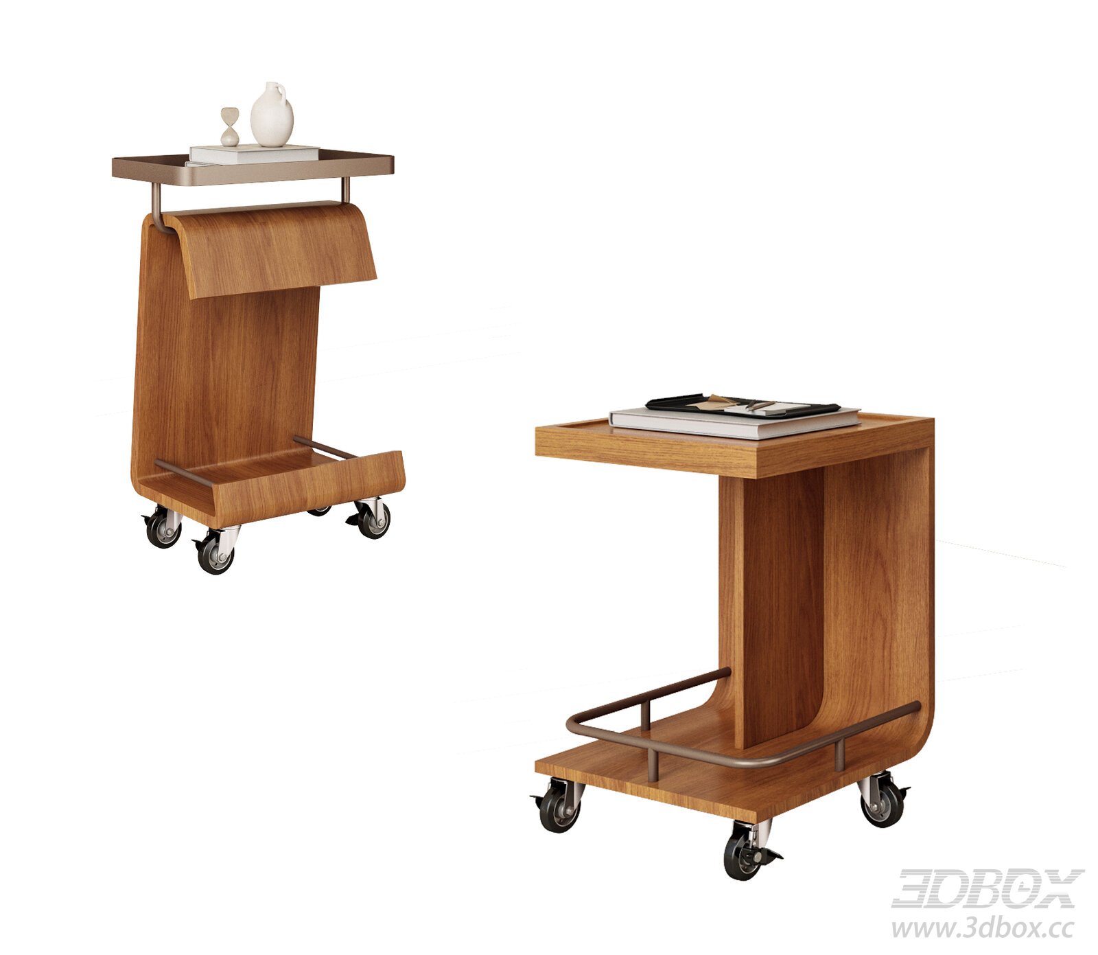 Wabi - Sabi Style Movable Side Table 3D model - thumbnail 1