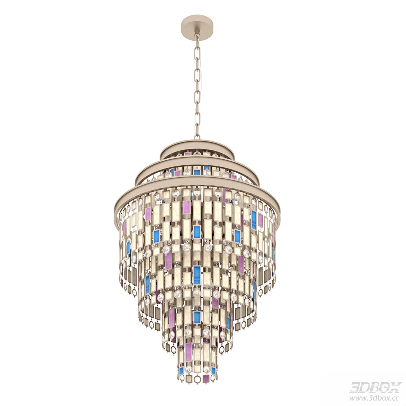 Moroccan - style Hanging Chandelier 3D model - front view