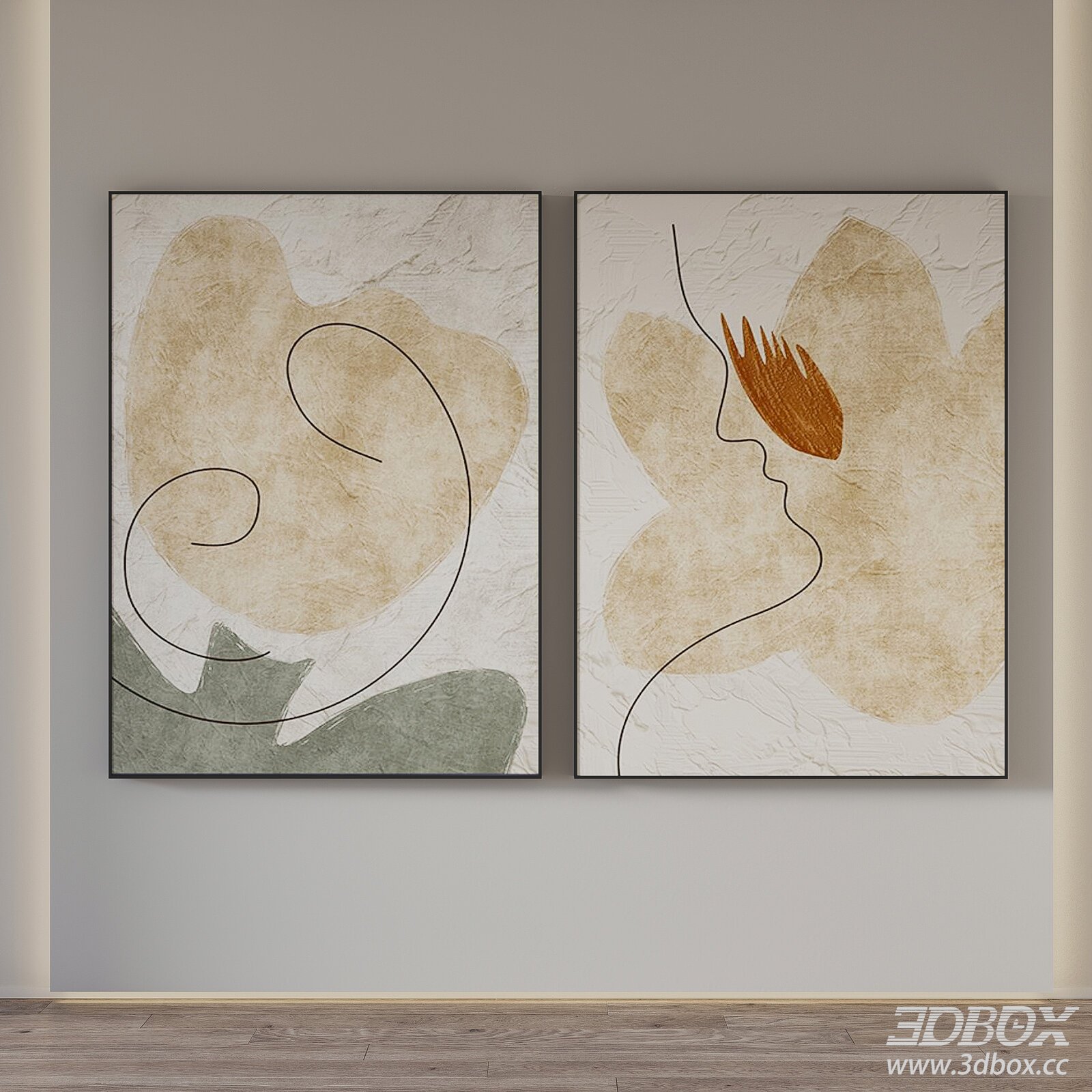 Modern Abstract Wall Paintings 3D model - thumbnail 1