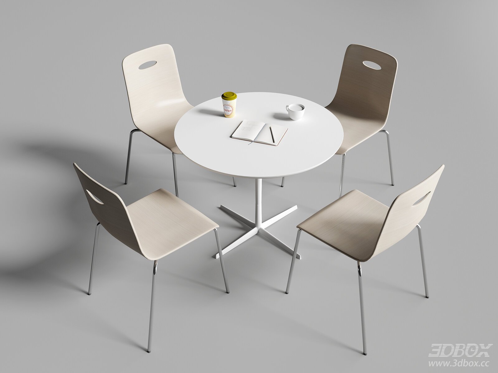 Modern Round Table and Chair Set 3D model - front view