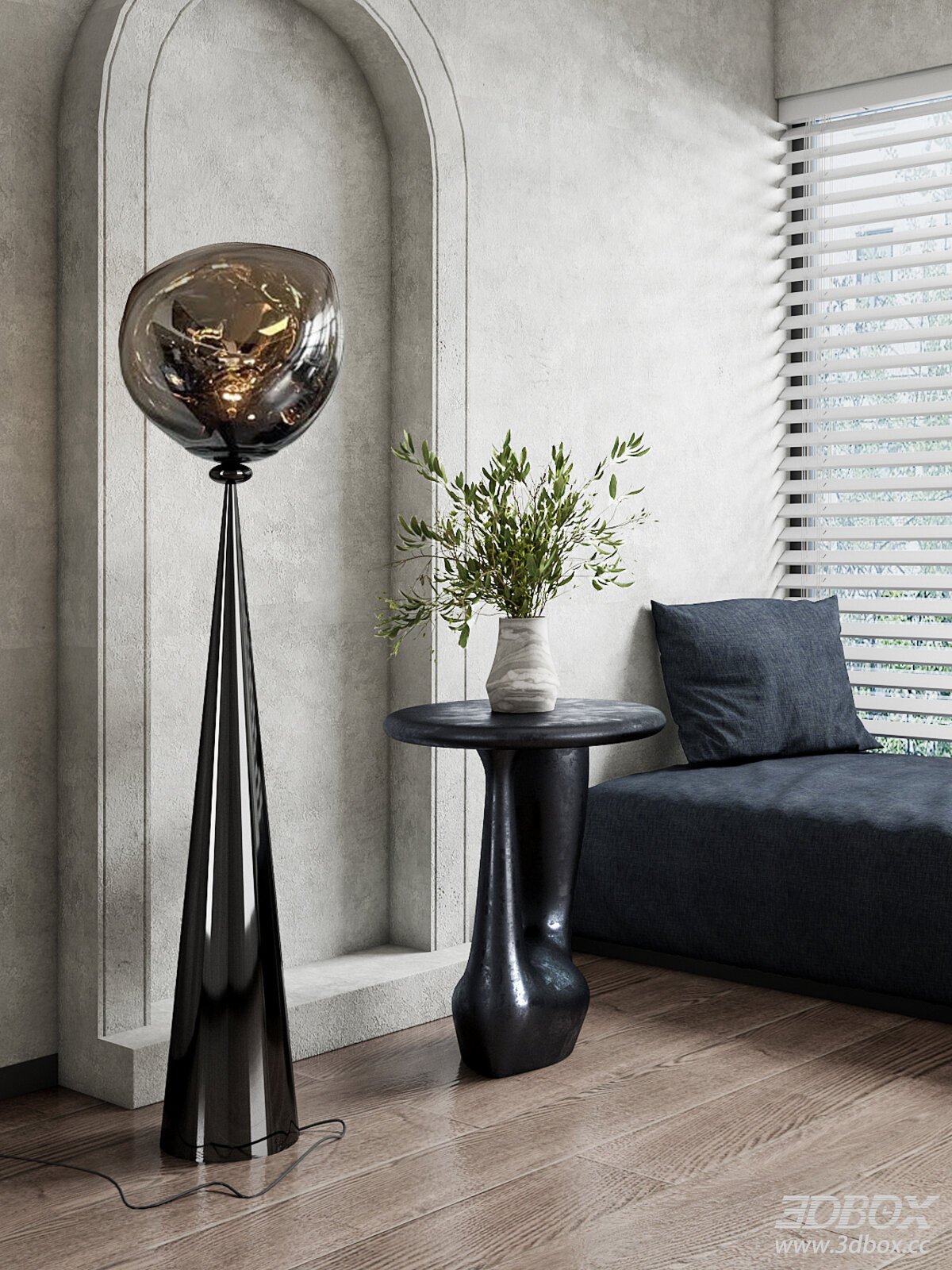 Modern Lava - style Floor Lamp 3D model - front view