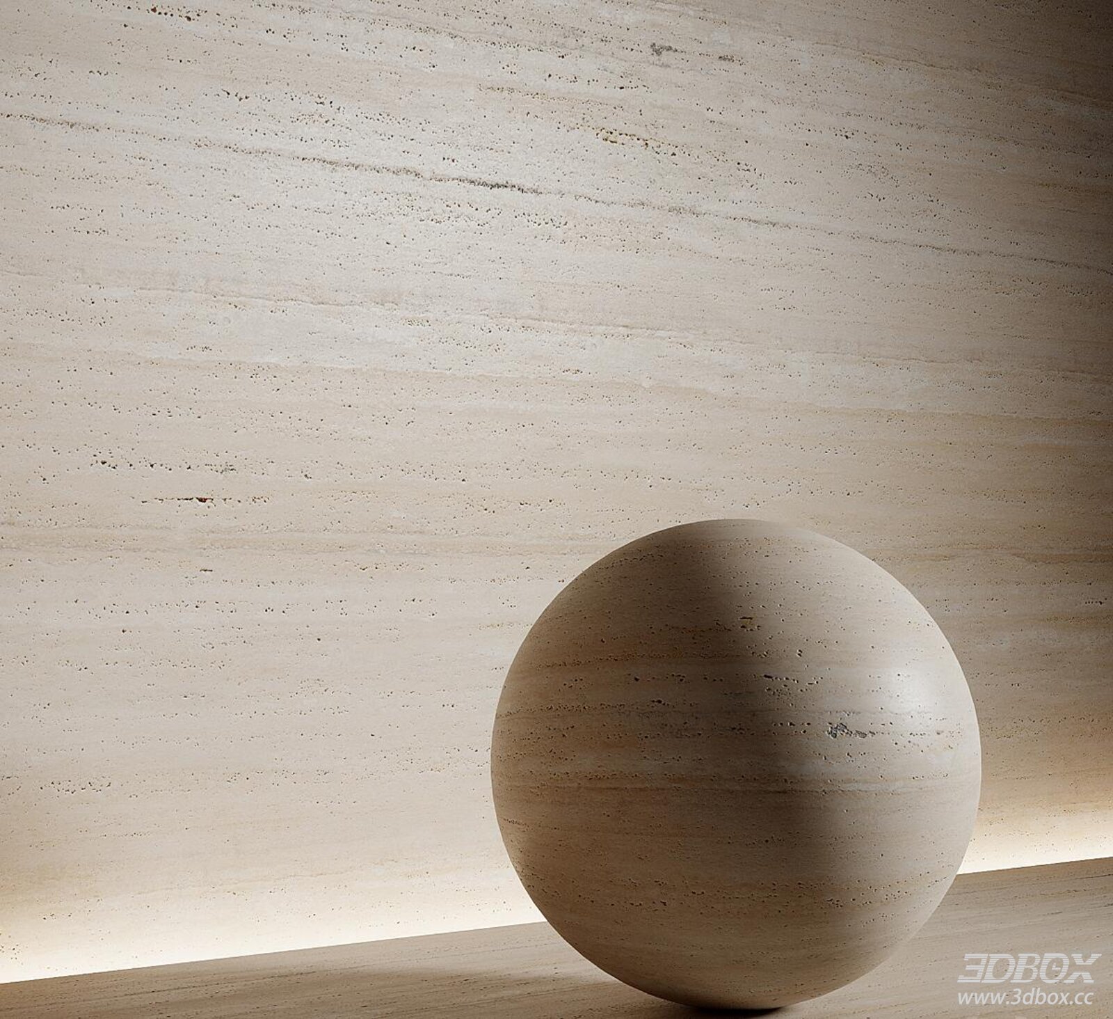 Travertine Material Sphere Decoration 3D model - front view