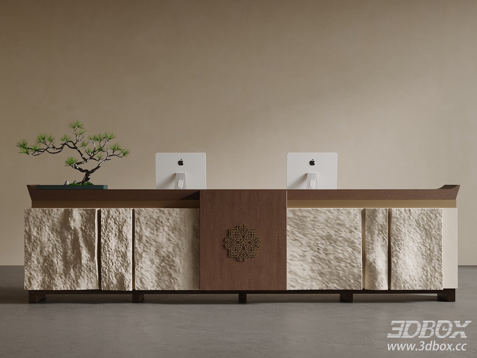 Chinese - style Reception Desk 3D model - thumbnail 1