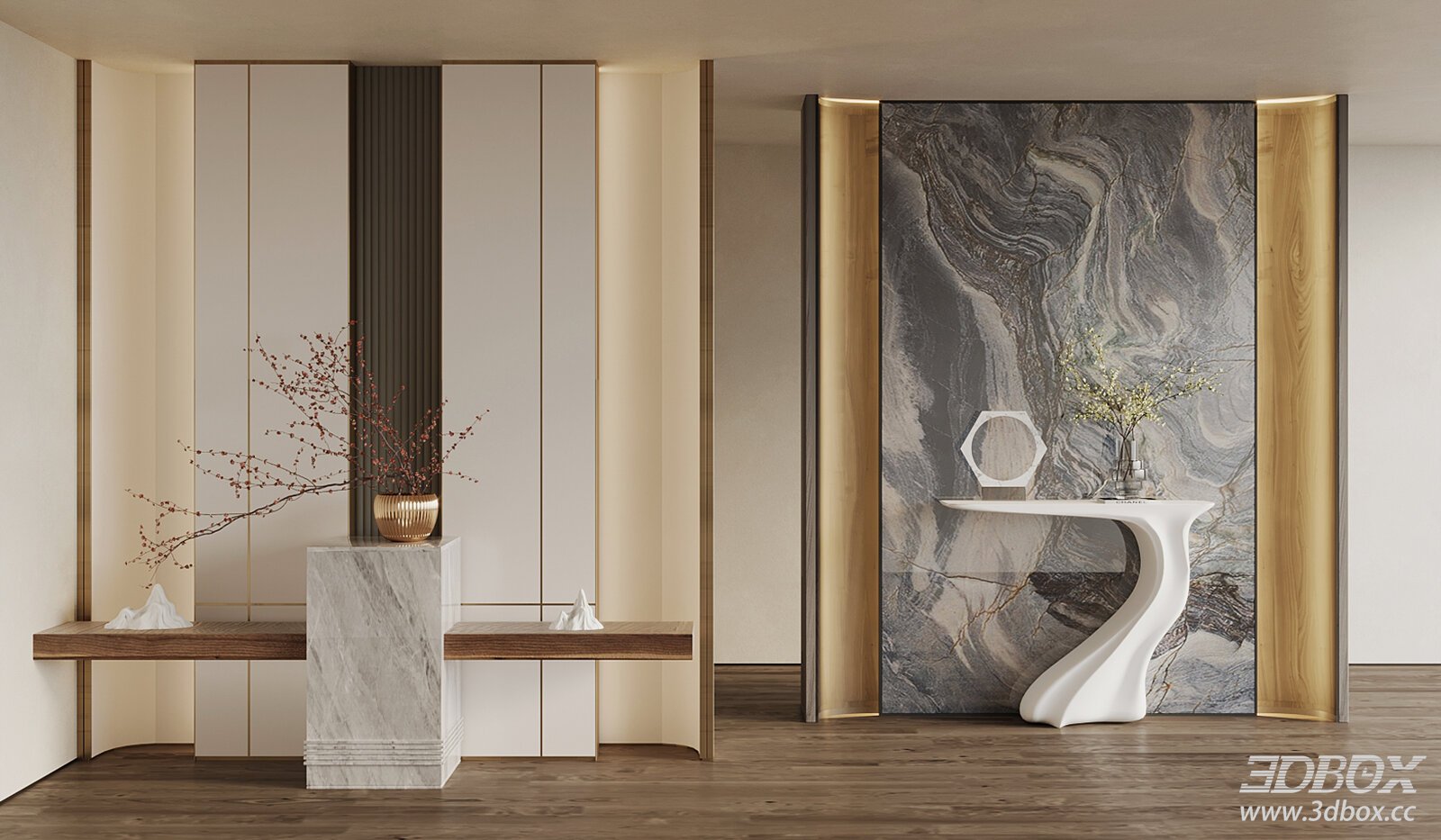 Modern Entryway with Console and Decor 3D model - front view