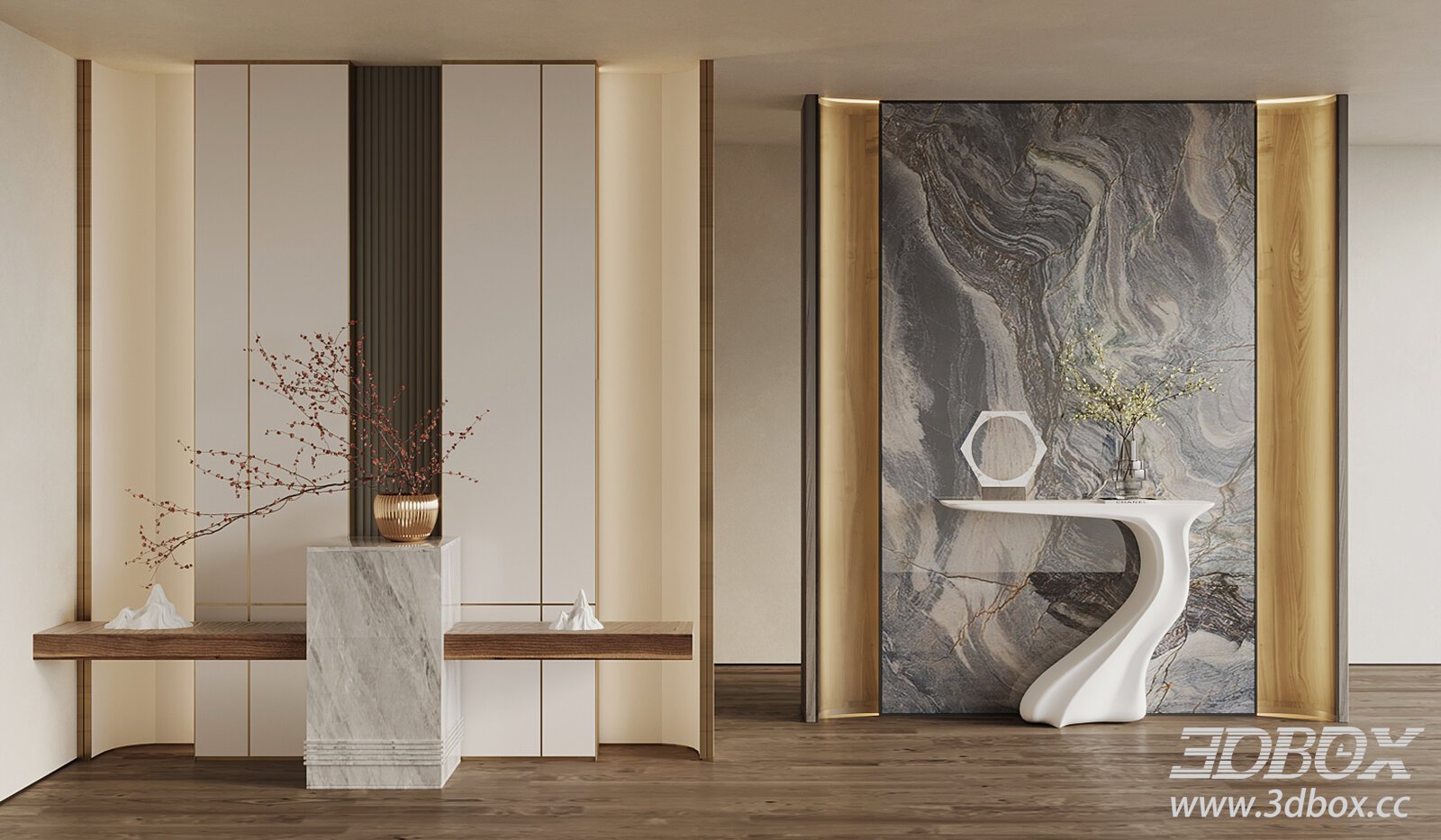 Modern Entryway with Console and Decor 3D model - thumbnail 1