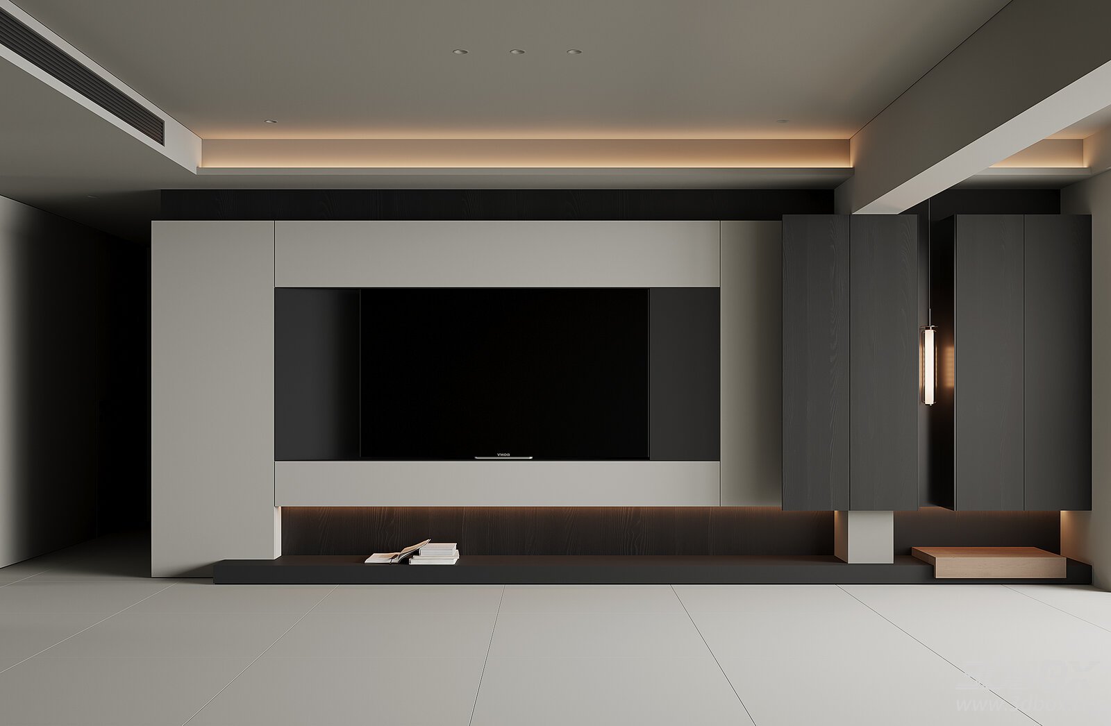 Modern TV Wall for Living Room 3D model - front view