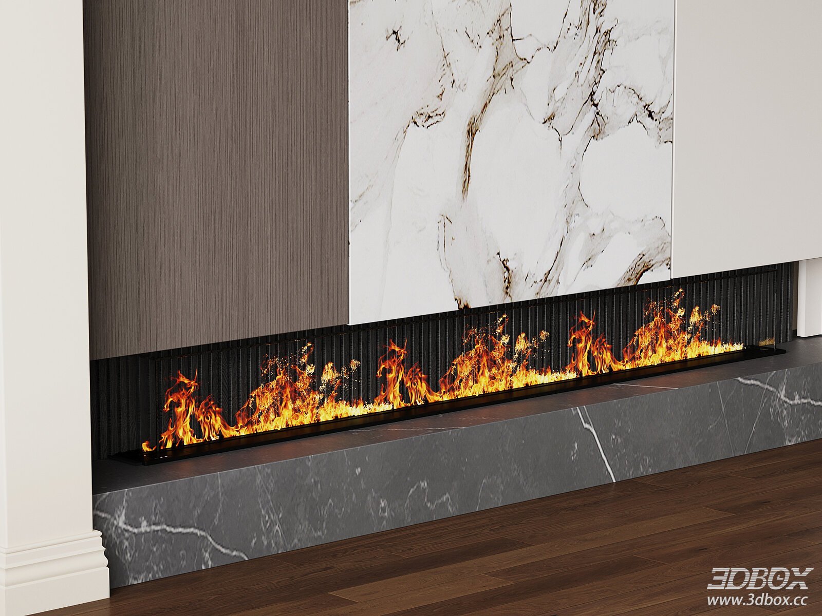 Modern Italian - style Fireplace 3D model - front view