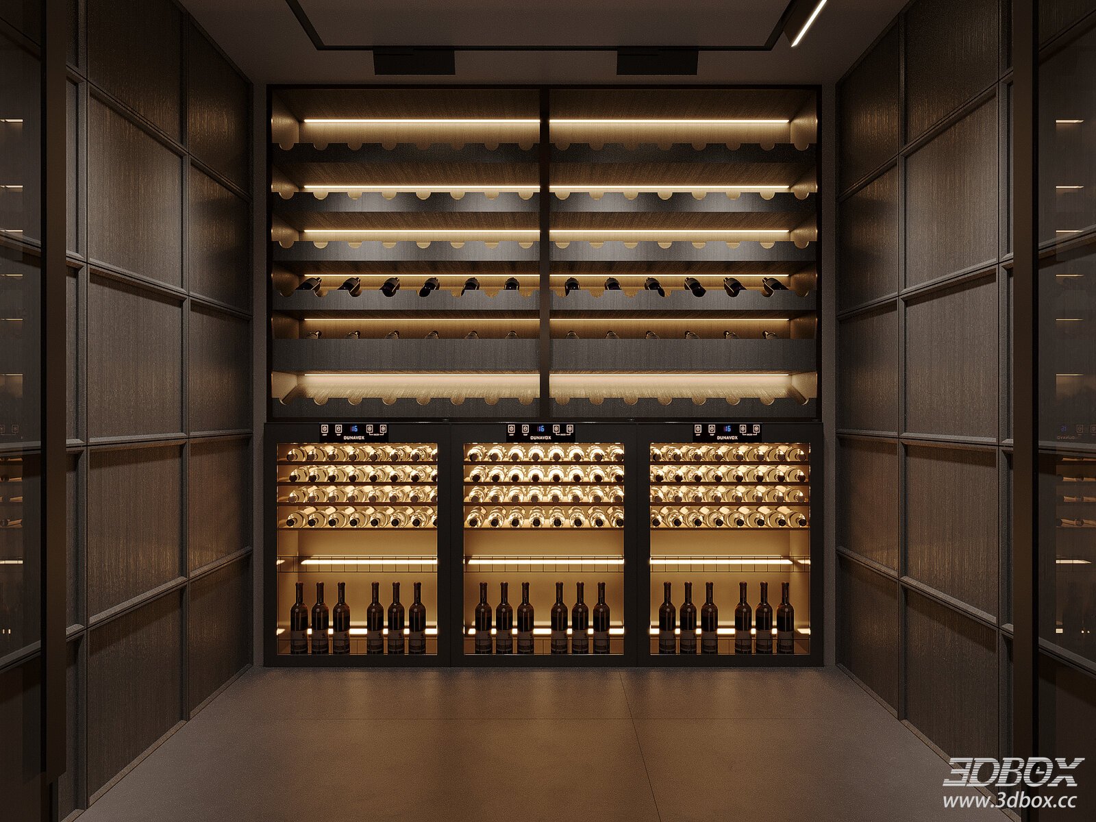 Modern Chinese - style Wine Cellar 3D model - thumbnail 1