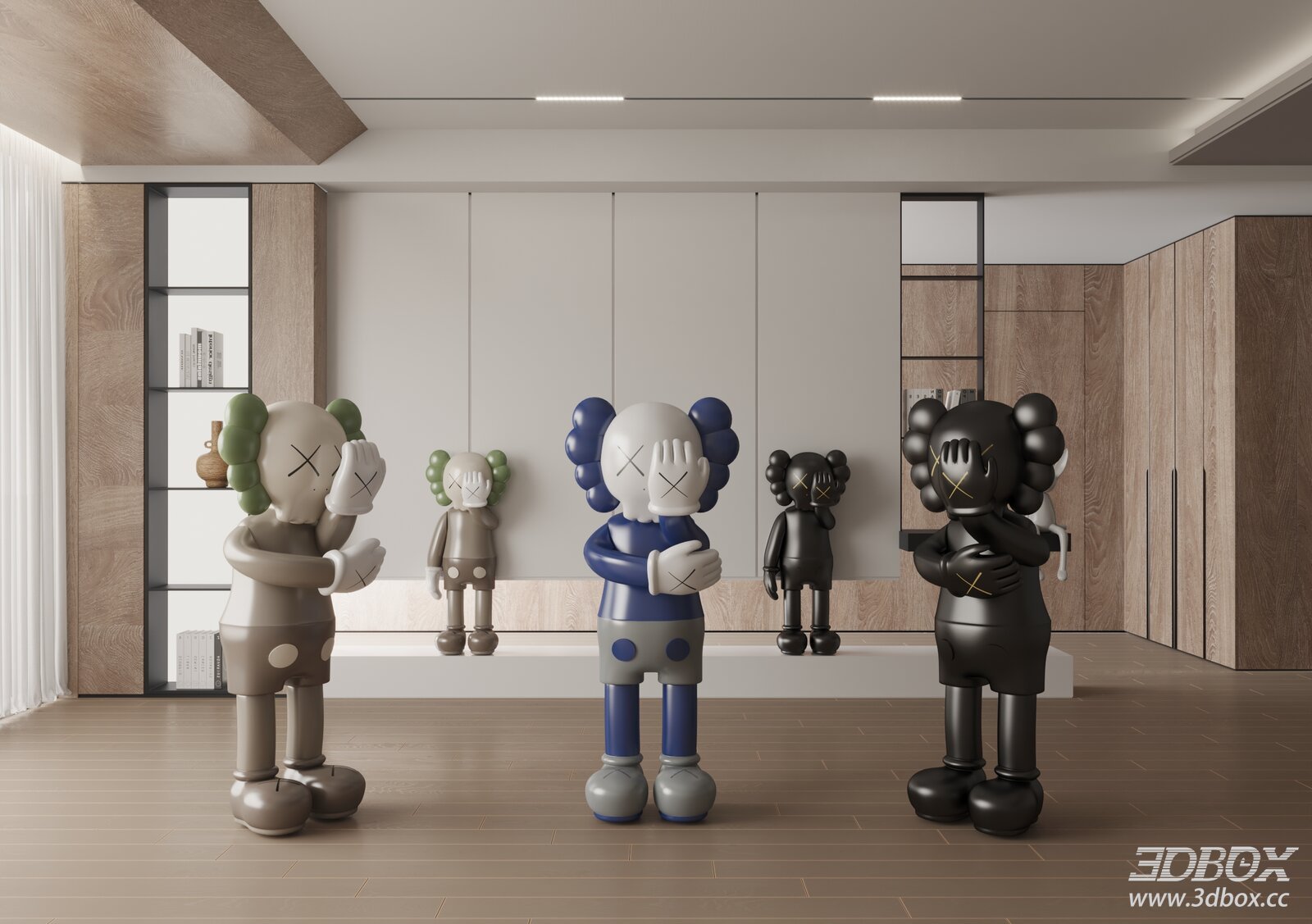 Contemporary KAWS Sculptures 3D model - front view