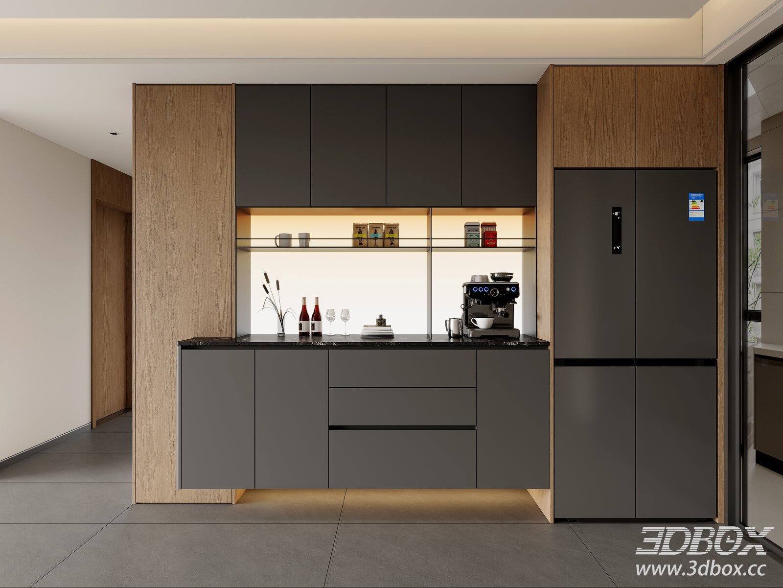 Modern Italian Sideboard in Dining Area 3D model - thumbnail 1