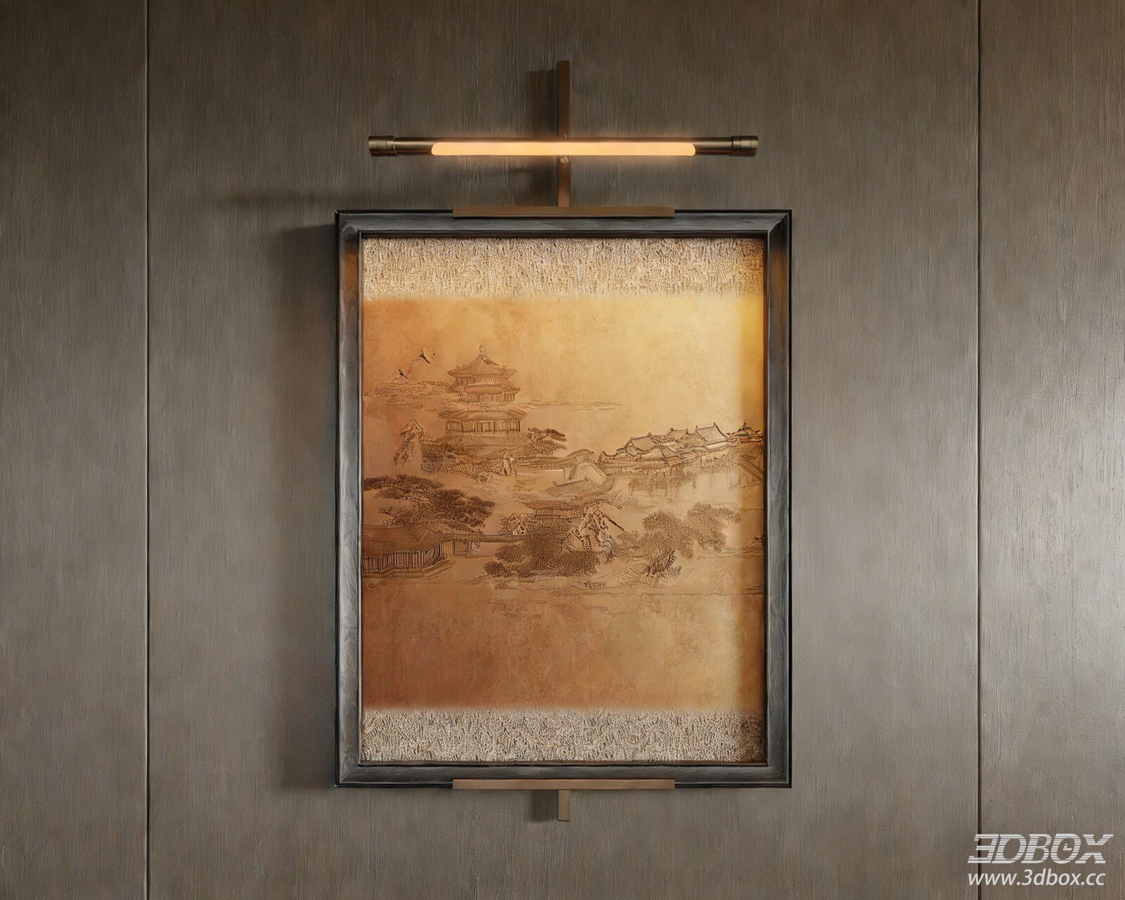 Vintage Abstract Decorative Painting 3D model - front view
