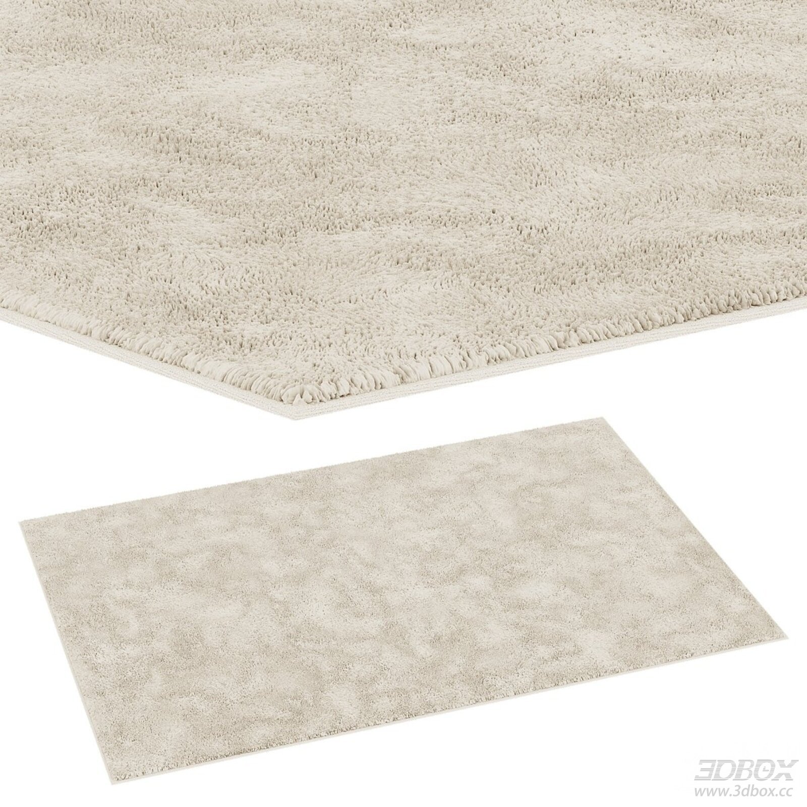 Beige Woolen Carpet 3D model - front view