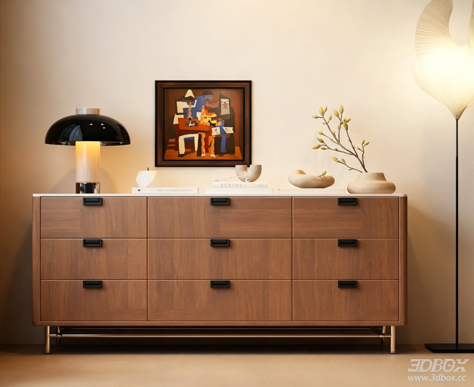 Modern Mid - Century Sideboard 3D model - front view