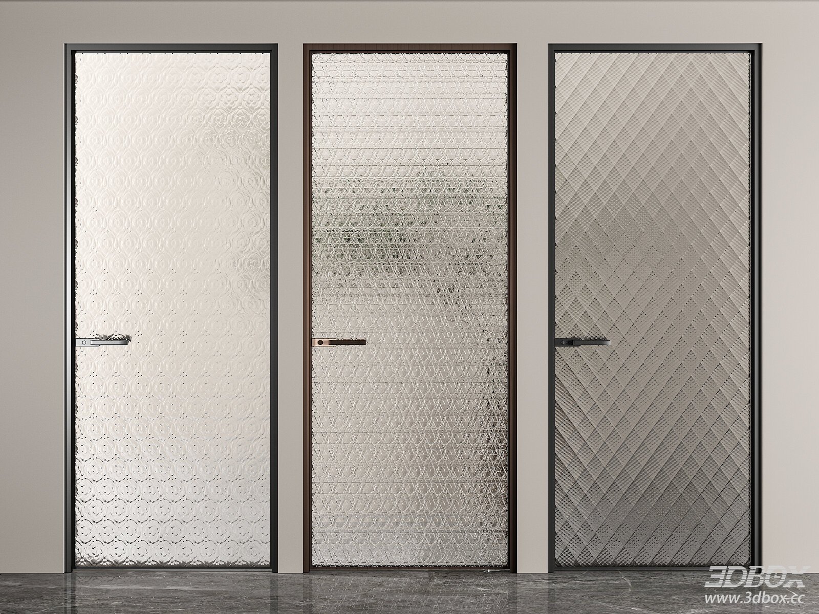 Contemporary Bathroom Doors 3D model - thumbnail 1