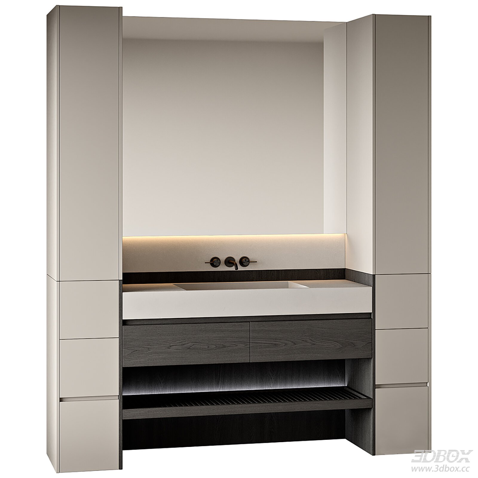 Modern Bathroom Vanity 3D model - front view
