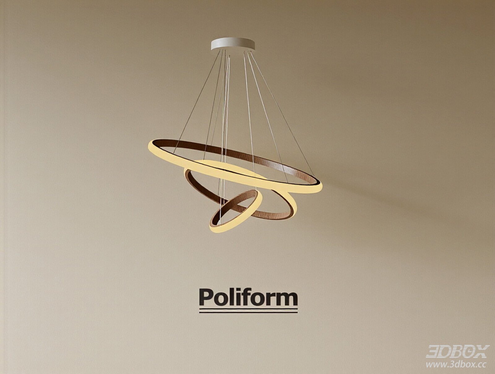 French Mid - century Modern Chandelier 3D model - front view