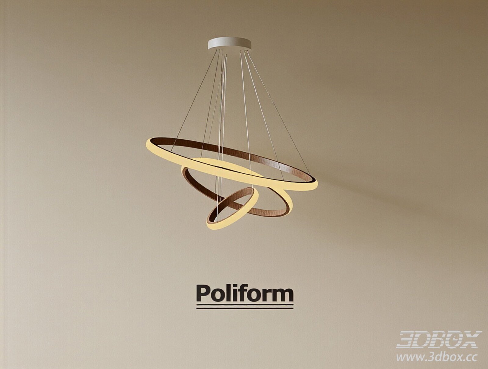 French Mid - century Modern Chandelier 3D model - thumbnail 1