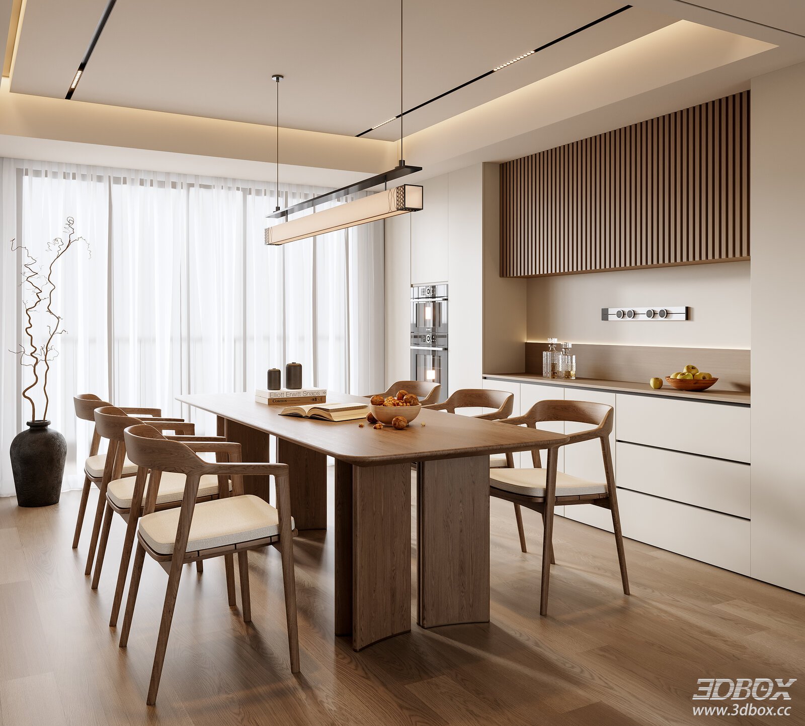 Chinese - Style Song - Style Dining Room 3D model - front view