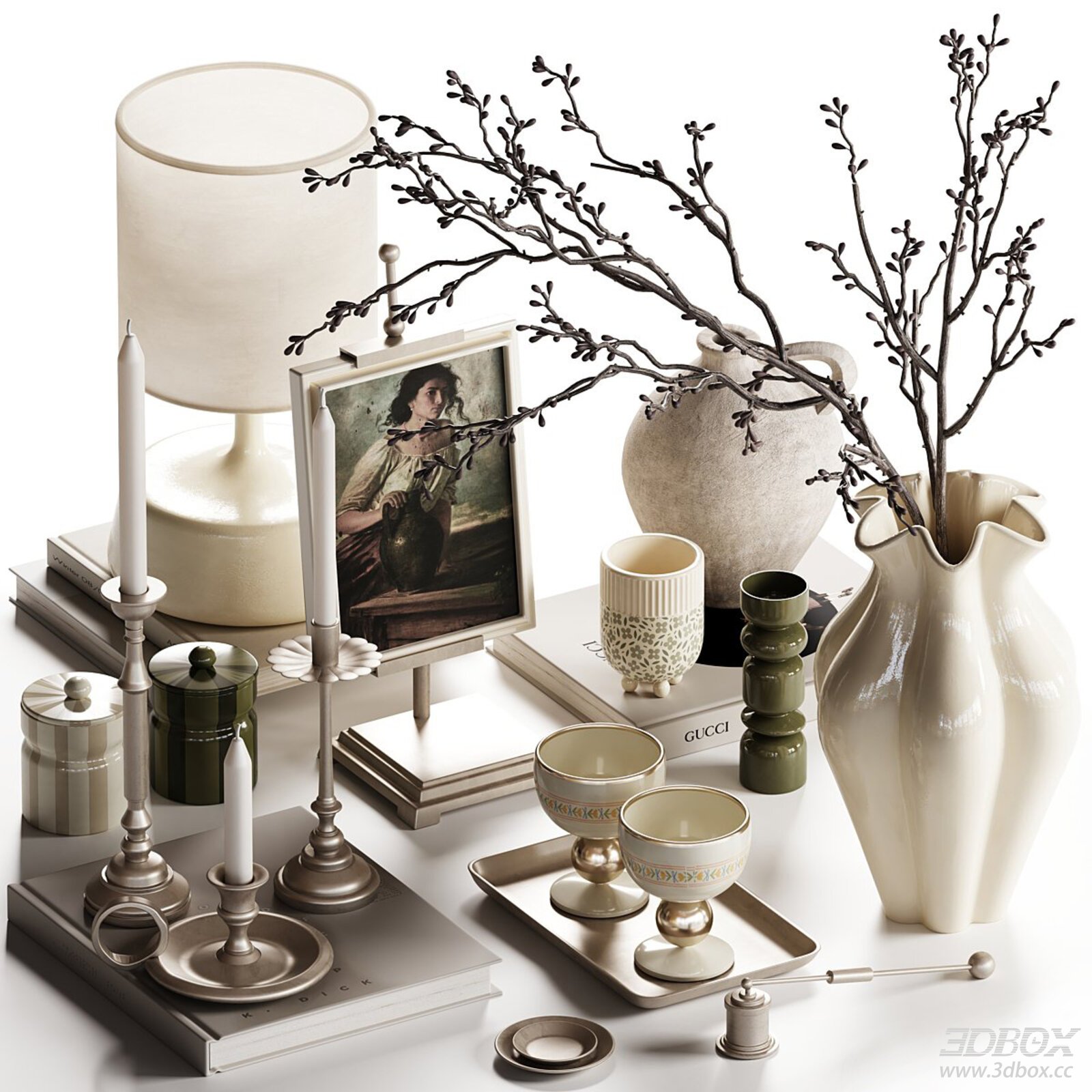 Minimalist Decorative Set for Home 3D model - front view