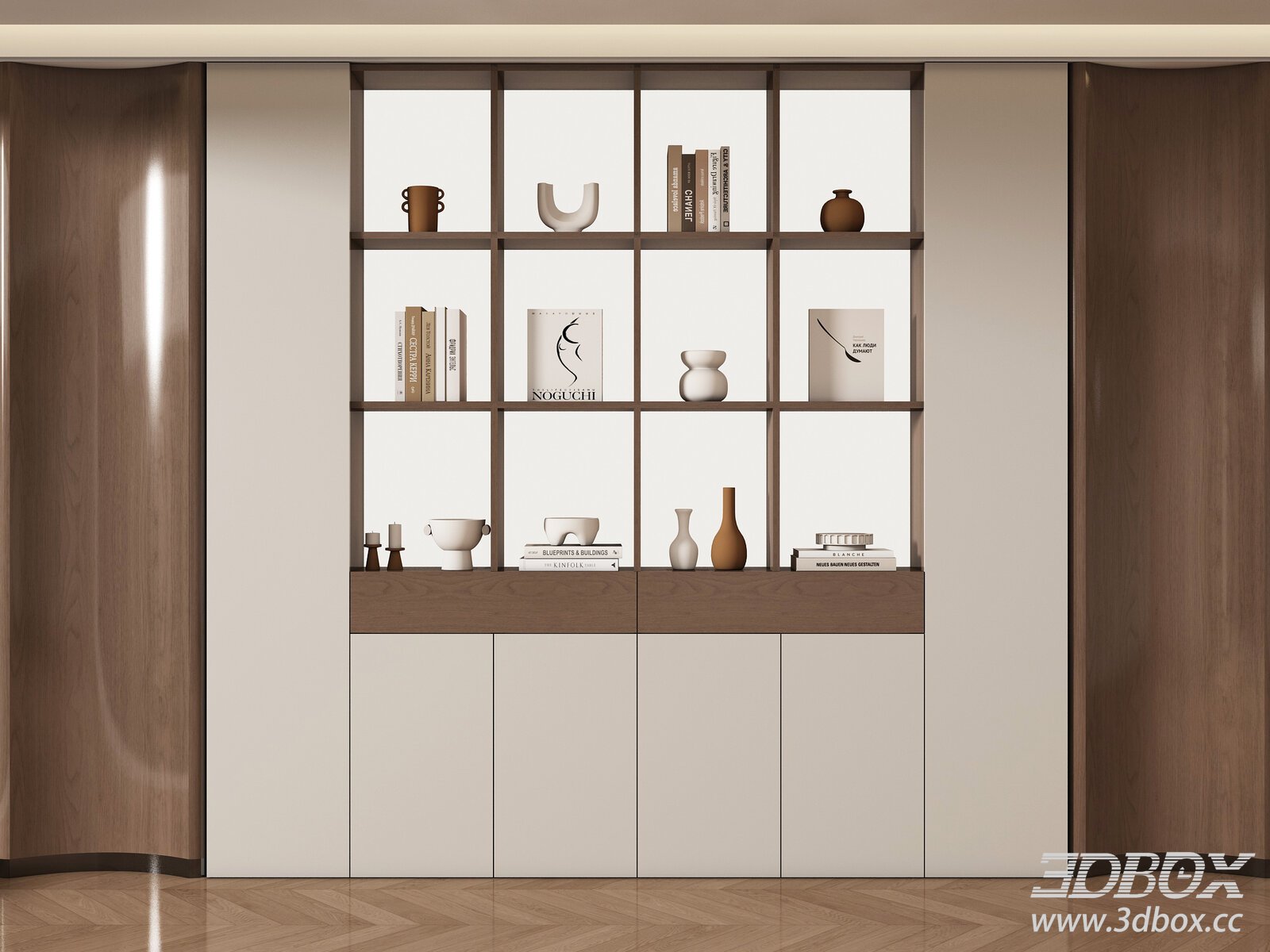 Modern Sideboard with Shelves 3D model - thumbnail 1