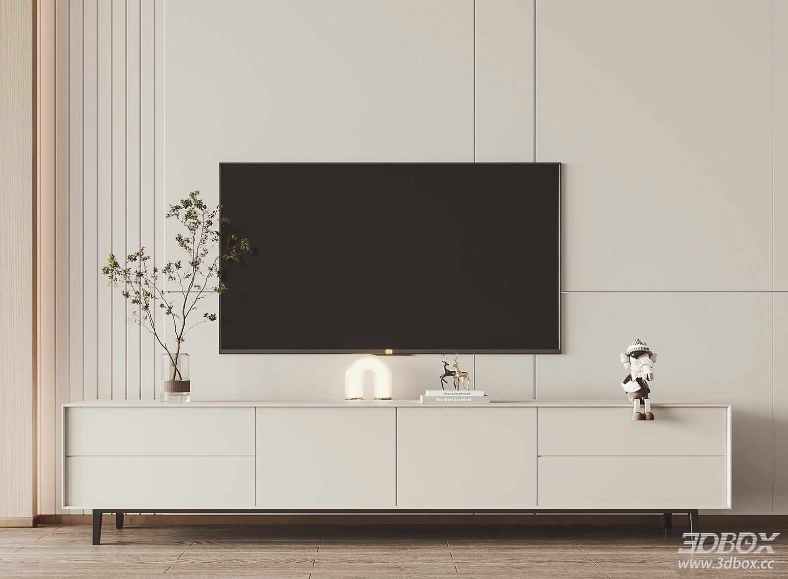 Modern TV Cabinet 3D model - front view