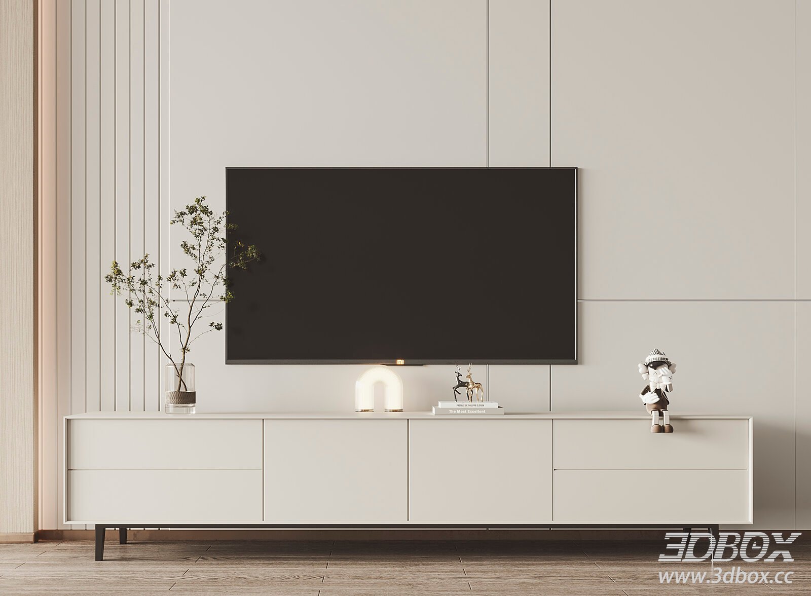 Modern TV Cabinet 3D model - thumbnail 1
