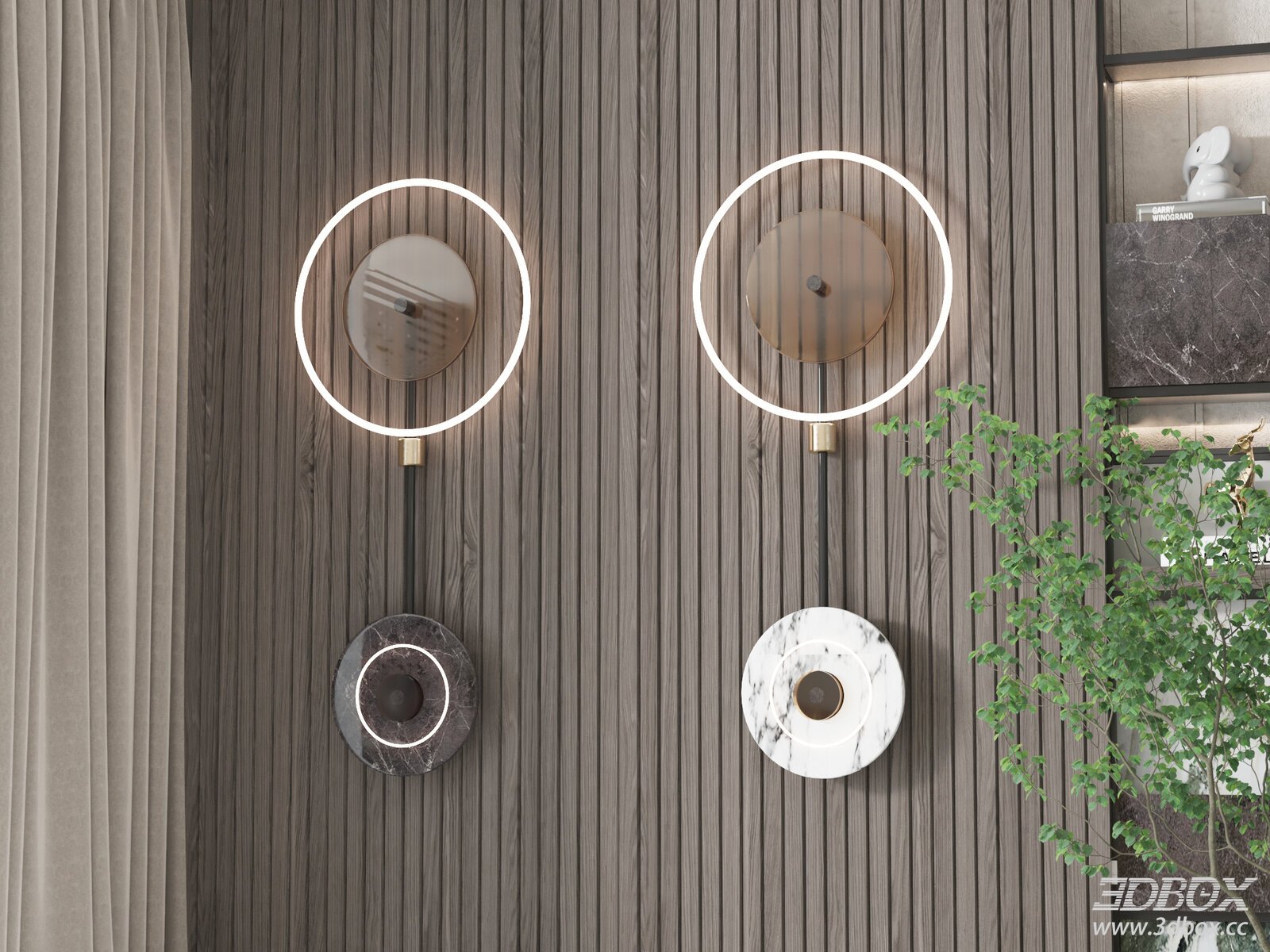 Chinese - style Wall Lamps Set 3D model - front view