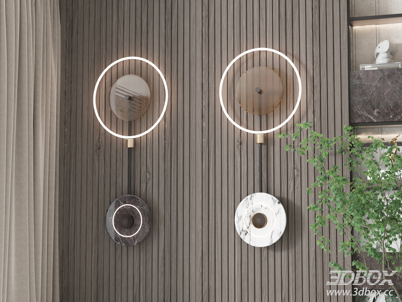 Chinese - style Wall Lamps Set 3D model - thumbnail 1
