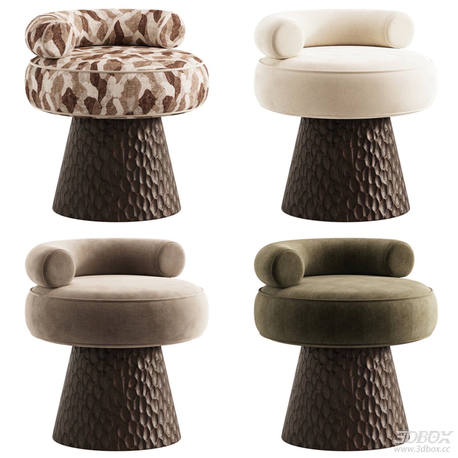 Round Armchair with Unique Design 3D model - front view