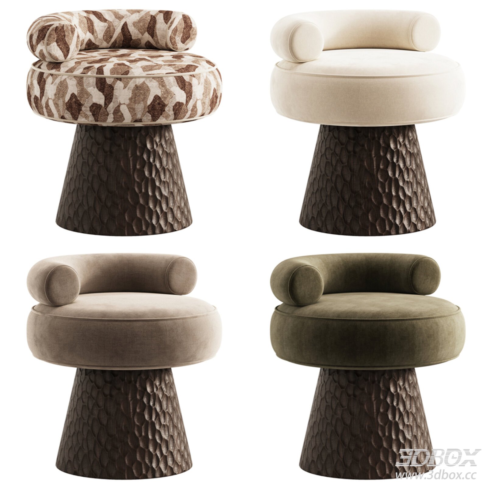 Round Armchair with Unique Design 3D model - thumbnail 1