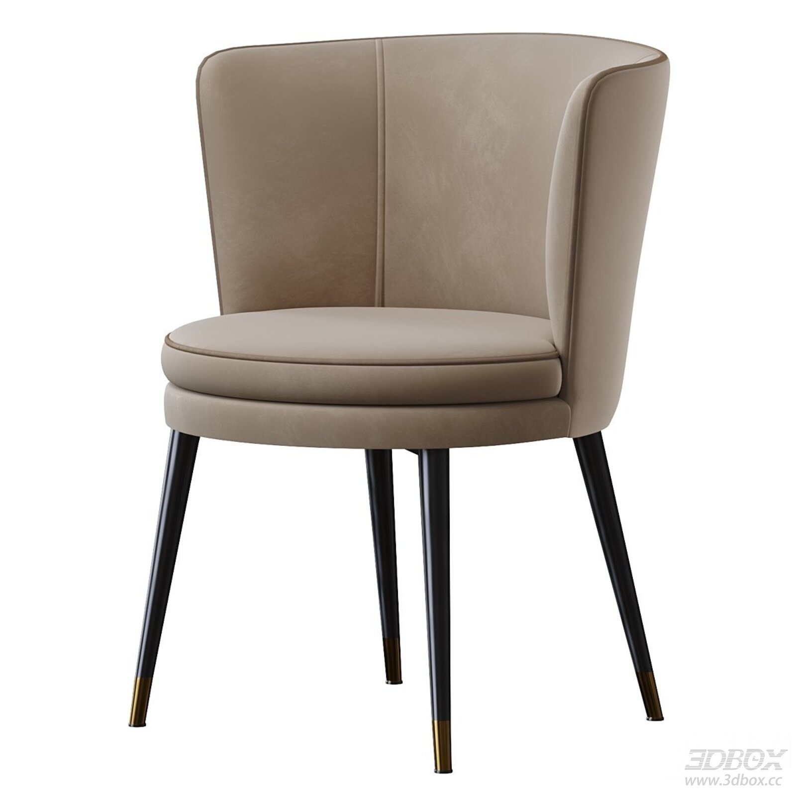 Upholstered Dining Chair with Sleek Legs 3D model - front view