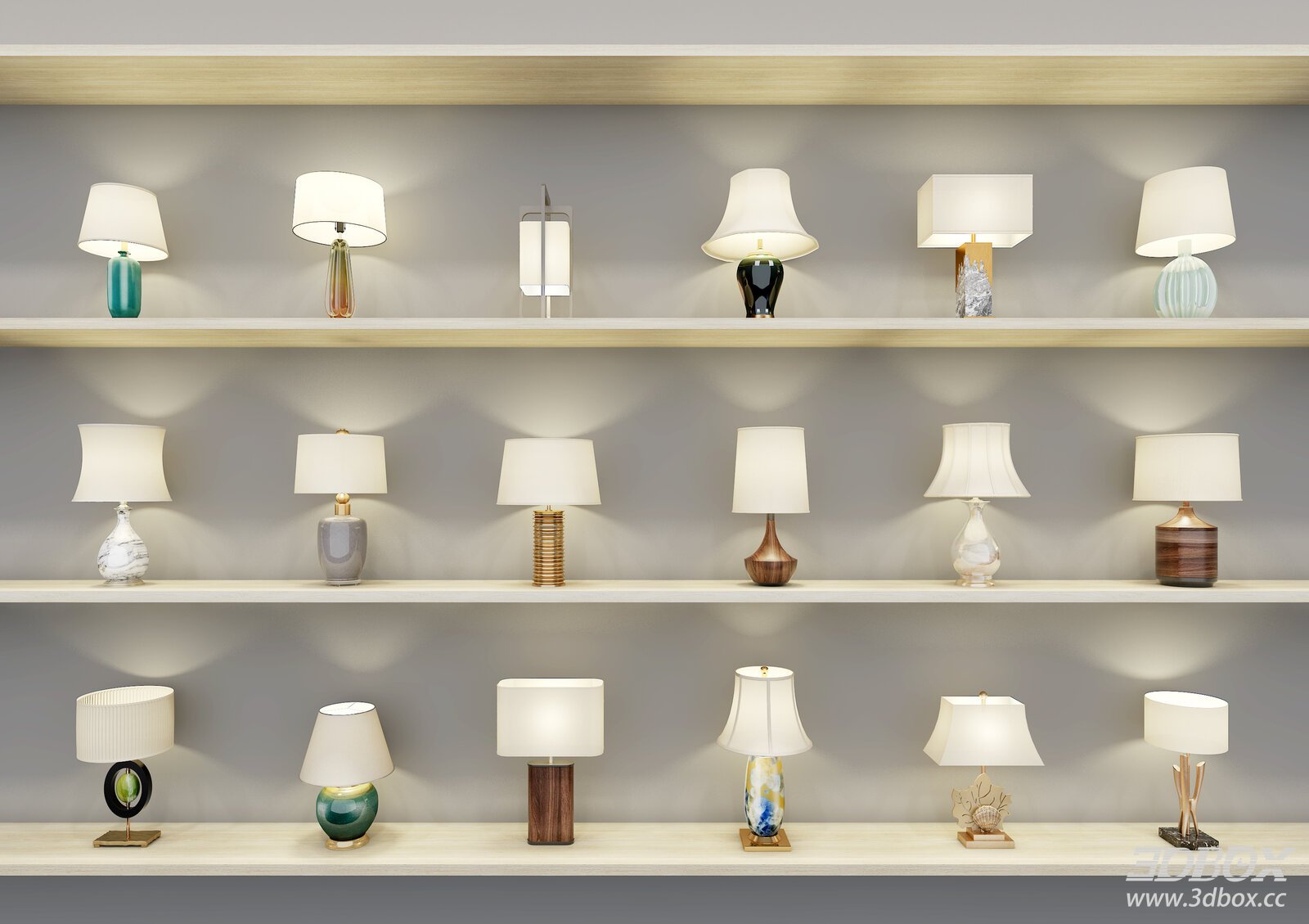 Chinese - style Table Lamps Display 3D model - front view