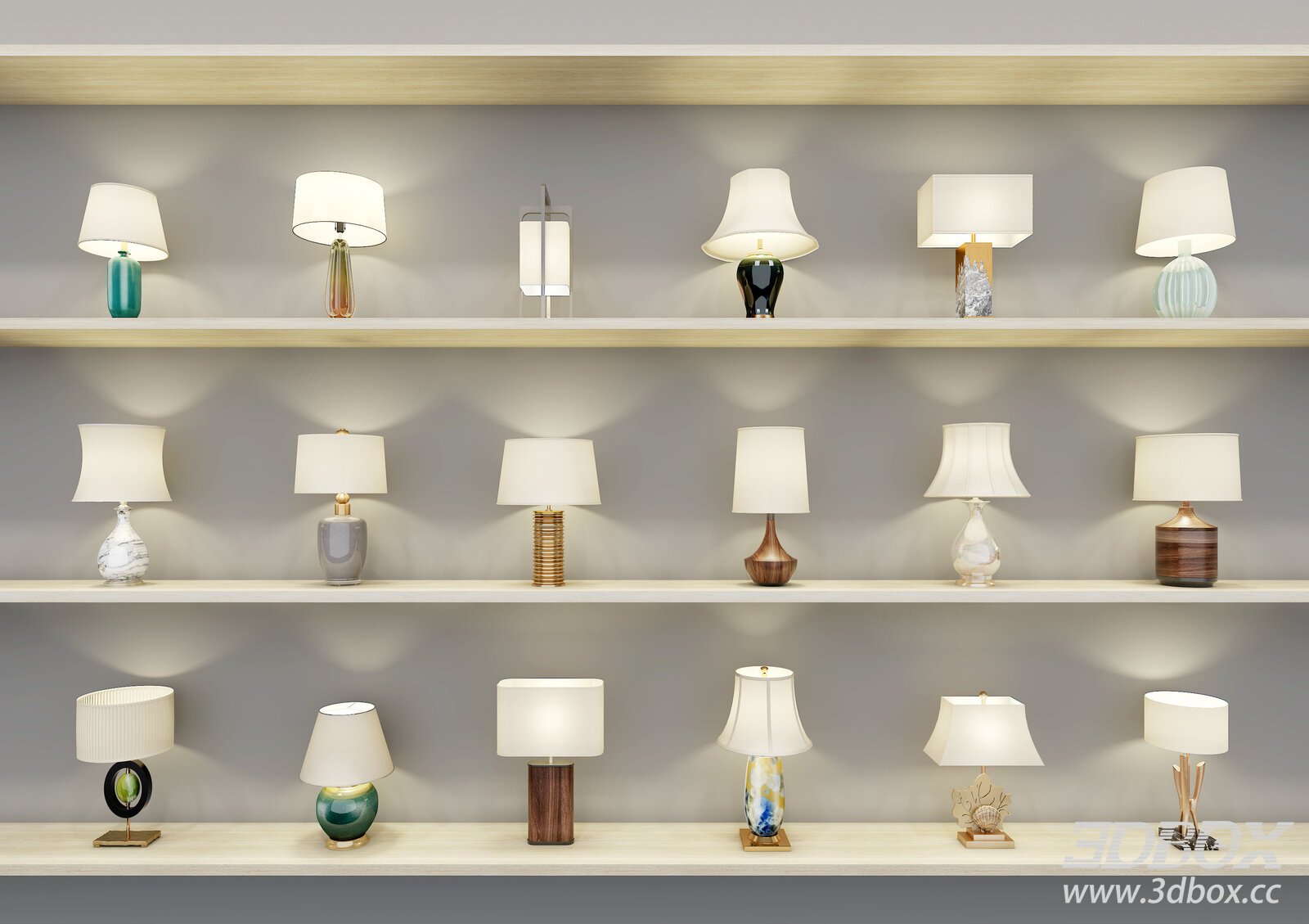 Chinese - style Table Lamps Display 3D model - thumbnail 1