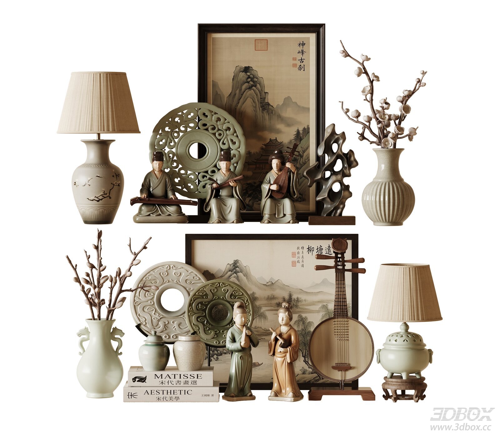 Chinese - style Decorative Ornaments Set | 3D Model | 3Dbox