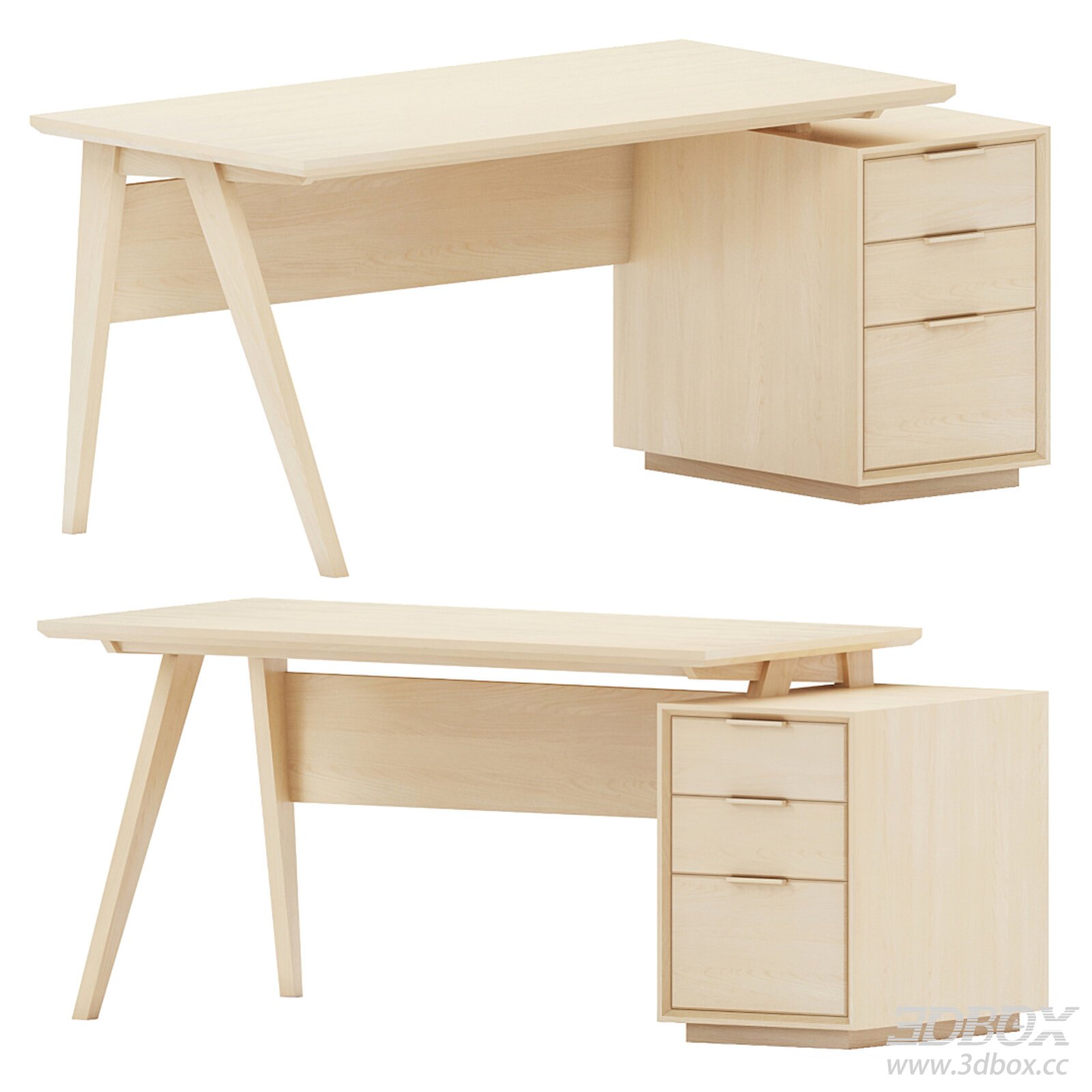 Nordic - style Office Desk 3D model - thumbnail 1