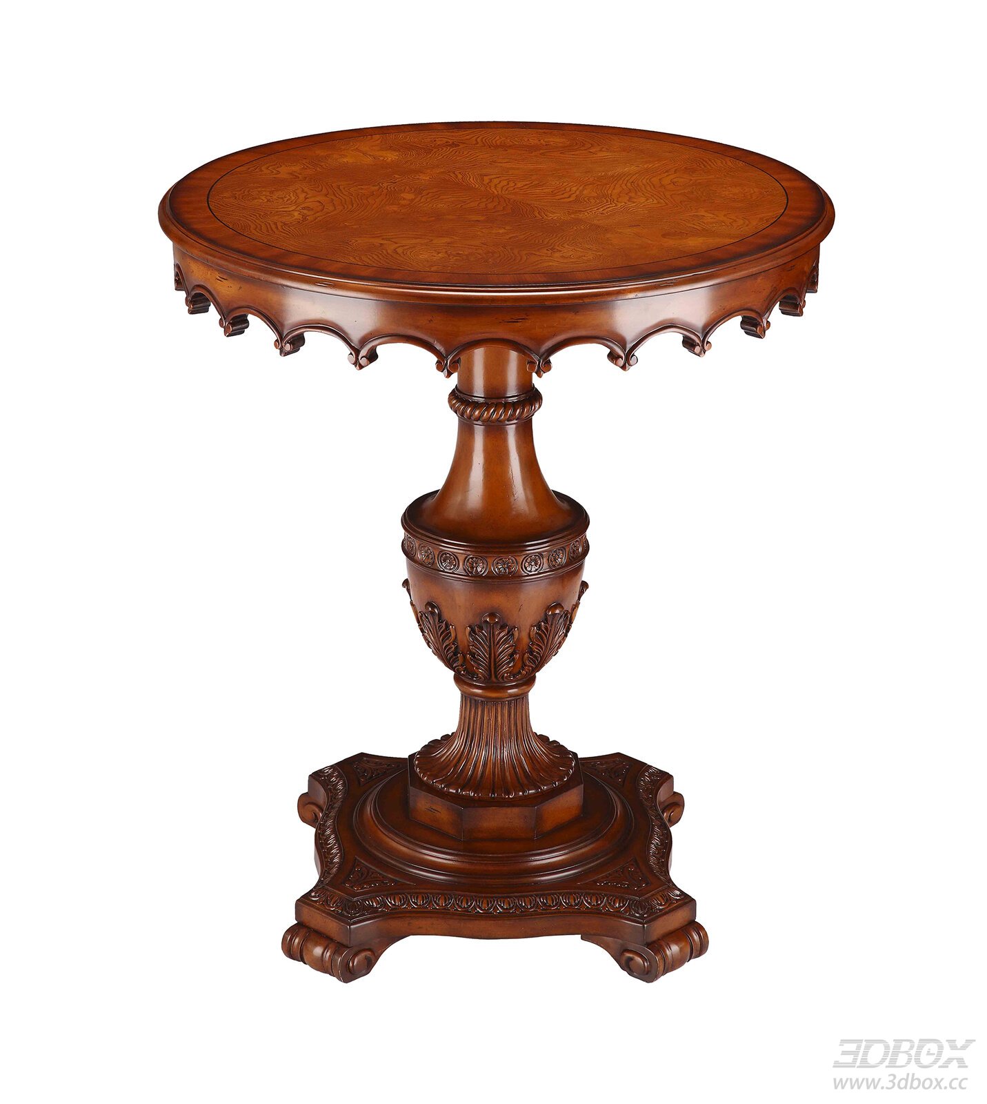 European - style Side Table 3D model - front view