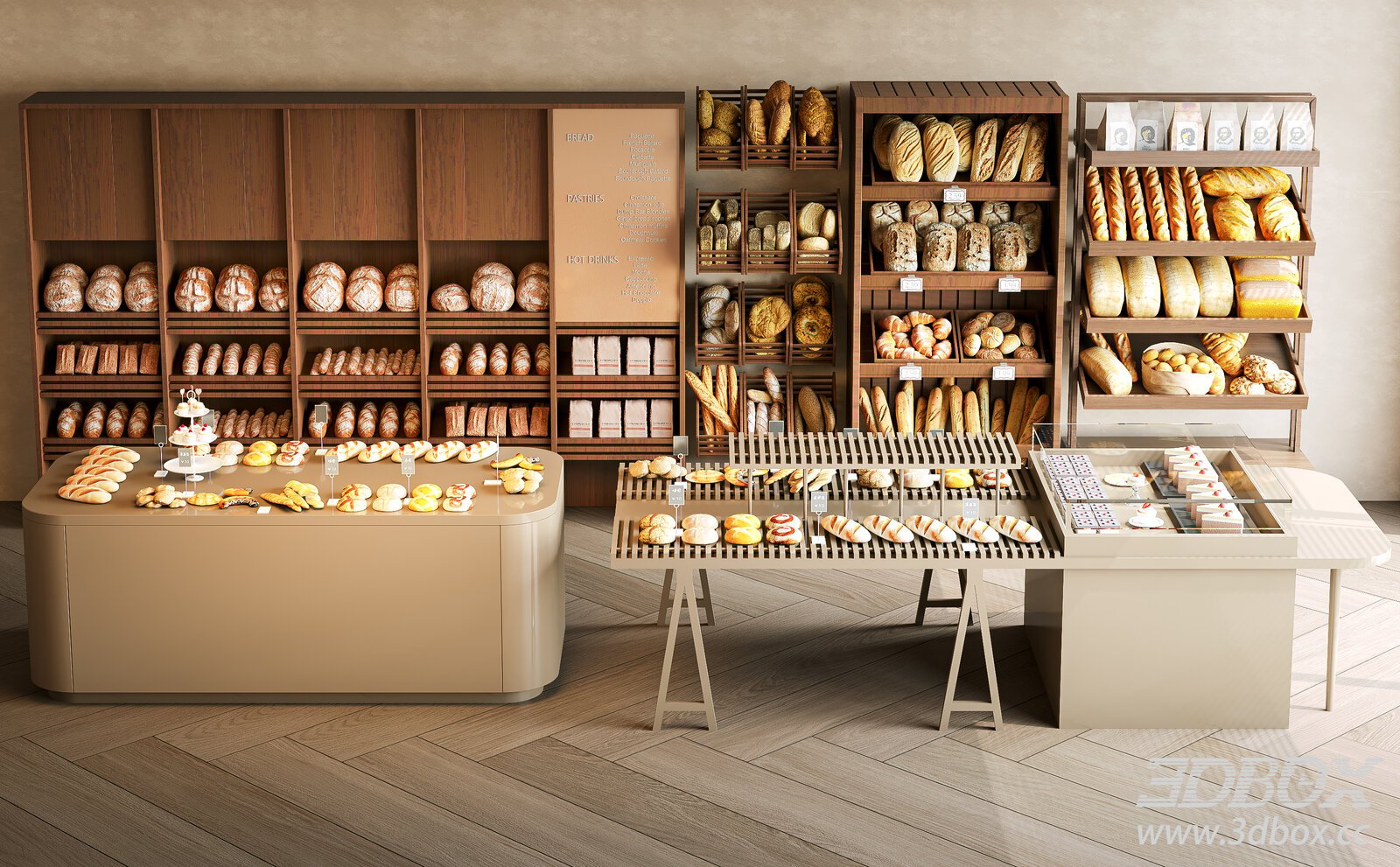 Modern Bakery Display Setup 3D model - thumbnail 1