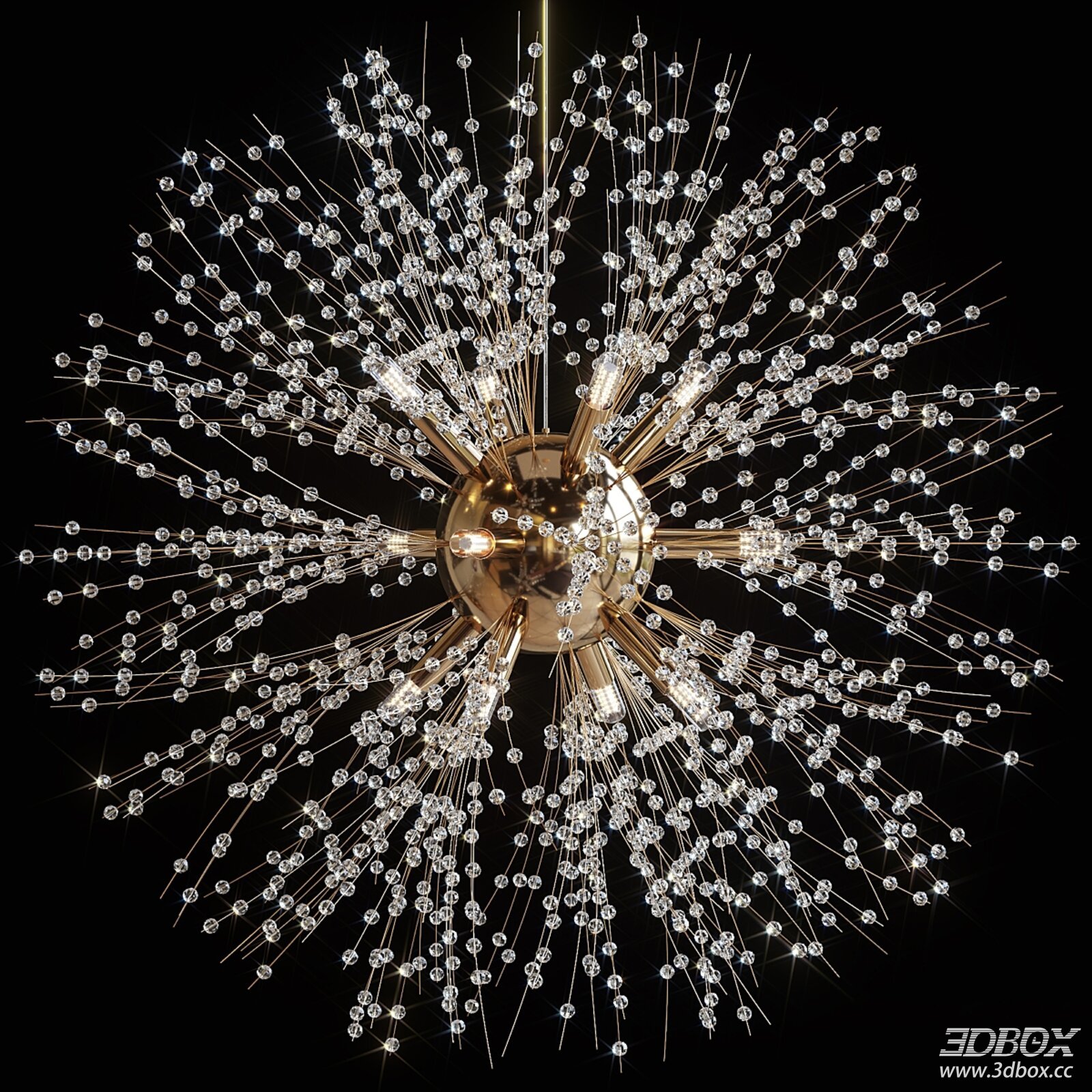 Modern Crystal Chandelier 3D model - thumbnail 1
