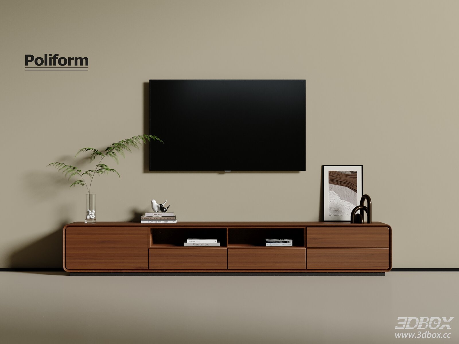 Modern Vintage TV Cabinet 3D model - front view