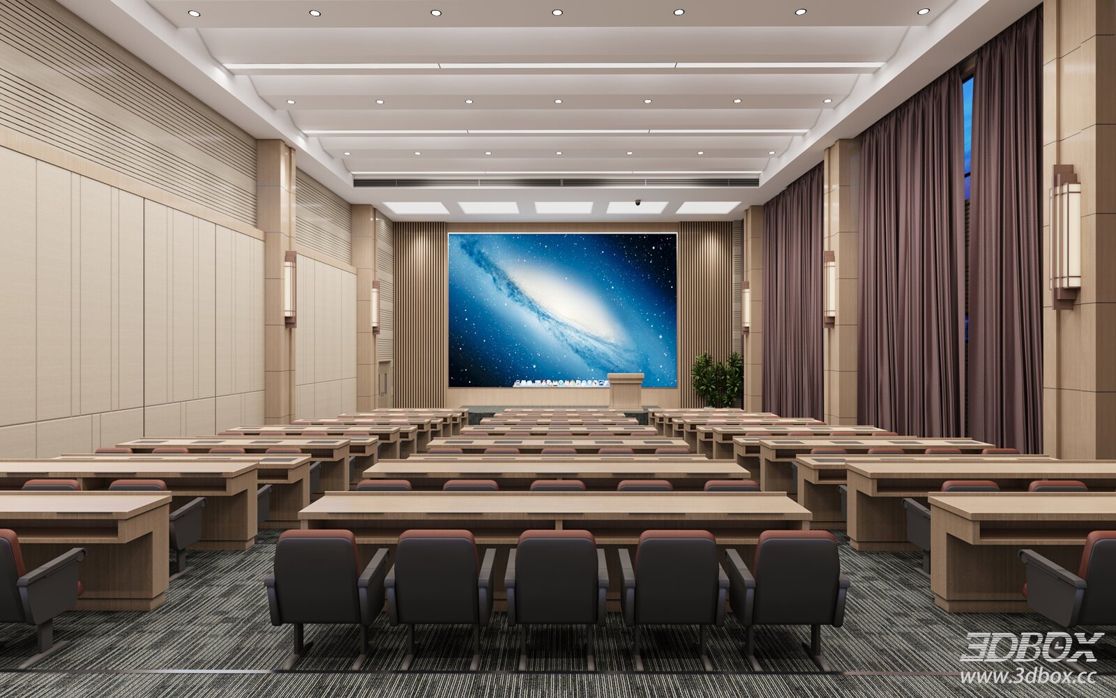 Modern Lecture Hall Interior 3D model - front view