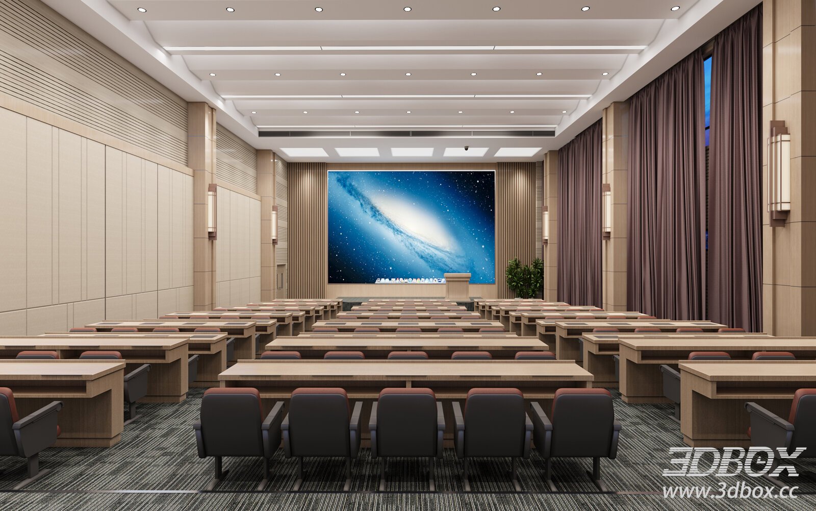 Modern Lecture Hall Interior 3D model - thumbnail 1