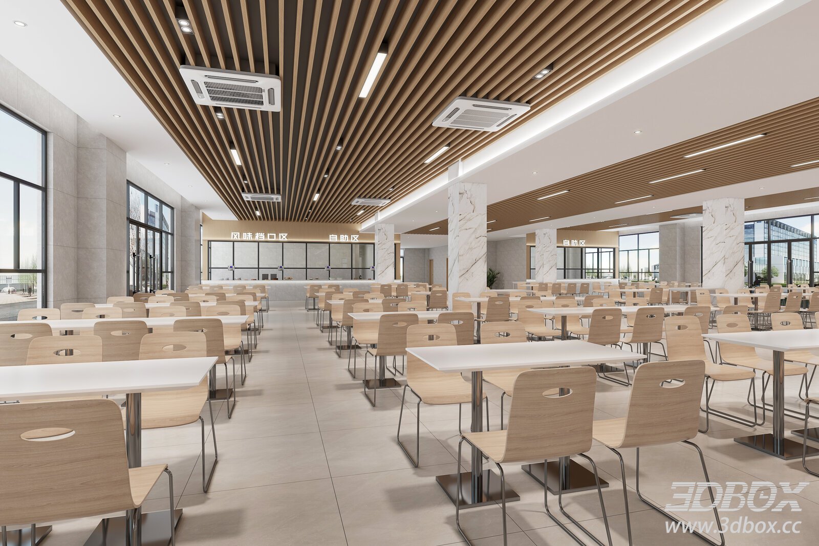 Modern Canteen Interior 3D model - thumbnail 1