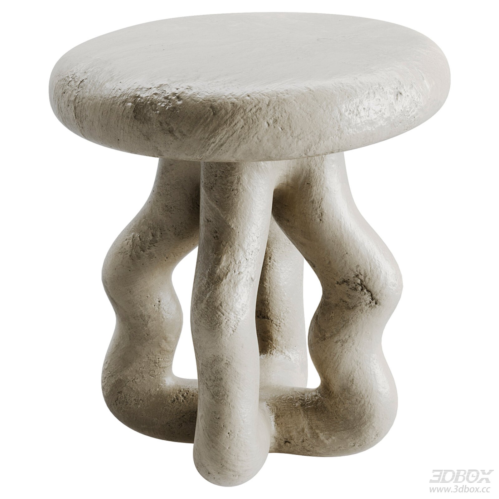 Modern Stone Side Table 3D model - front view