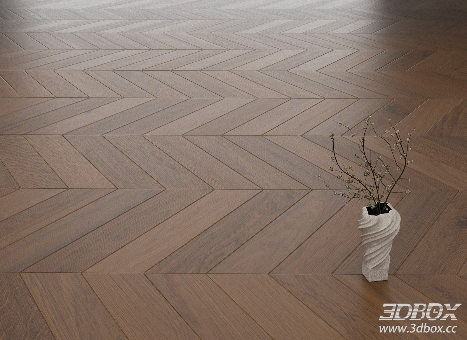 Mid - Century Modern Herringbone Wood Floor 3D model - thumbnail 1