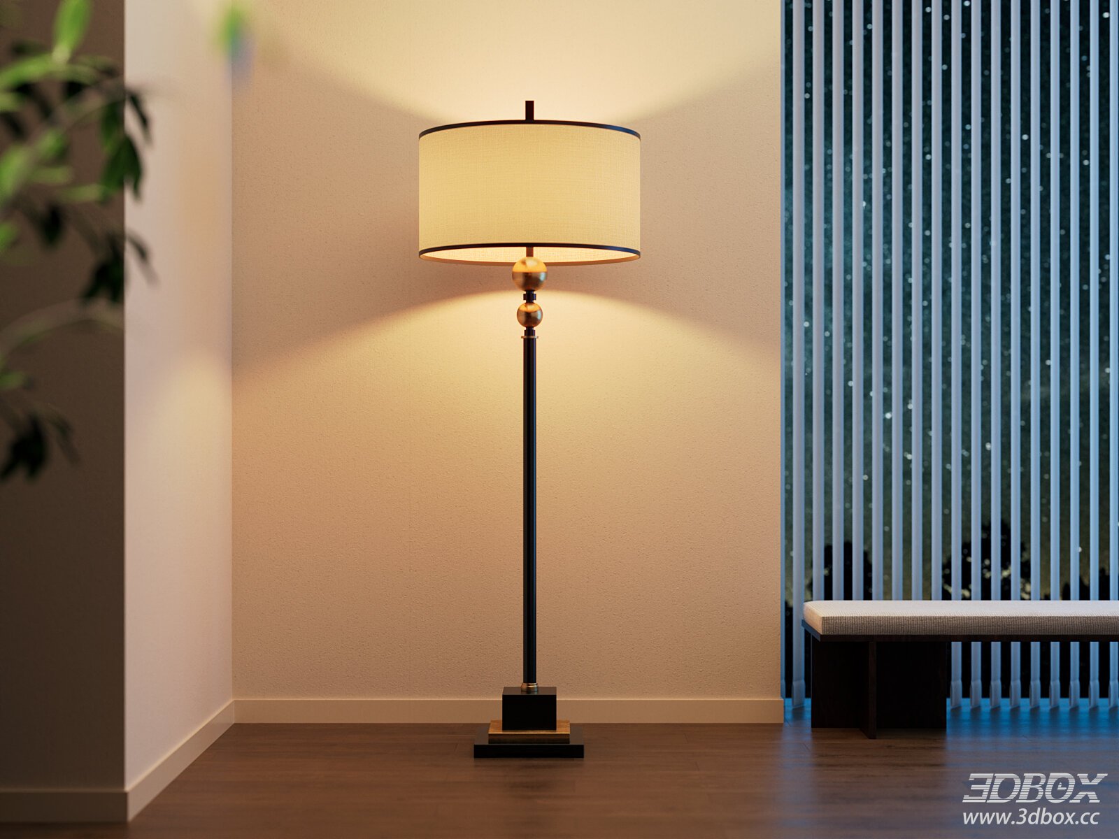 Chinese - style Floor Lamp 3D model - thumbnail 1