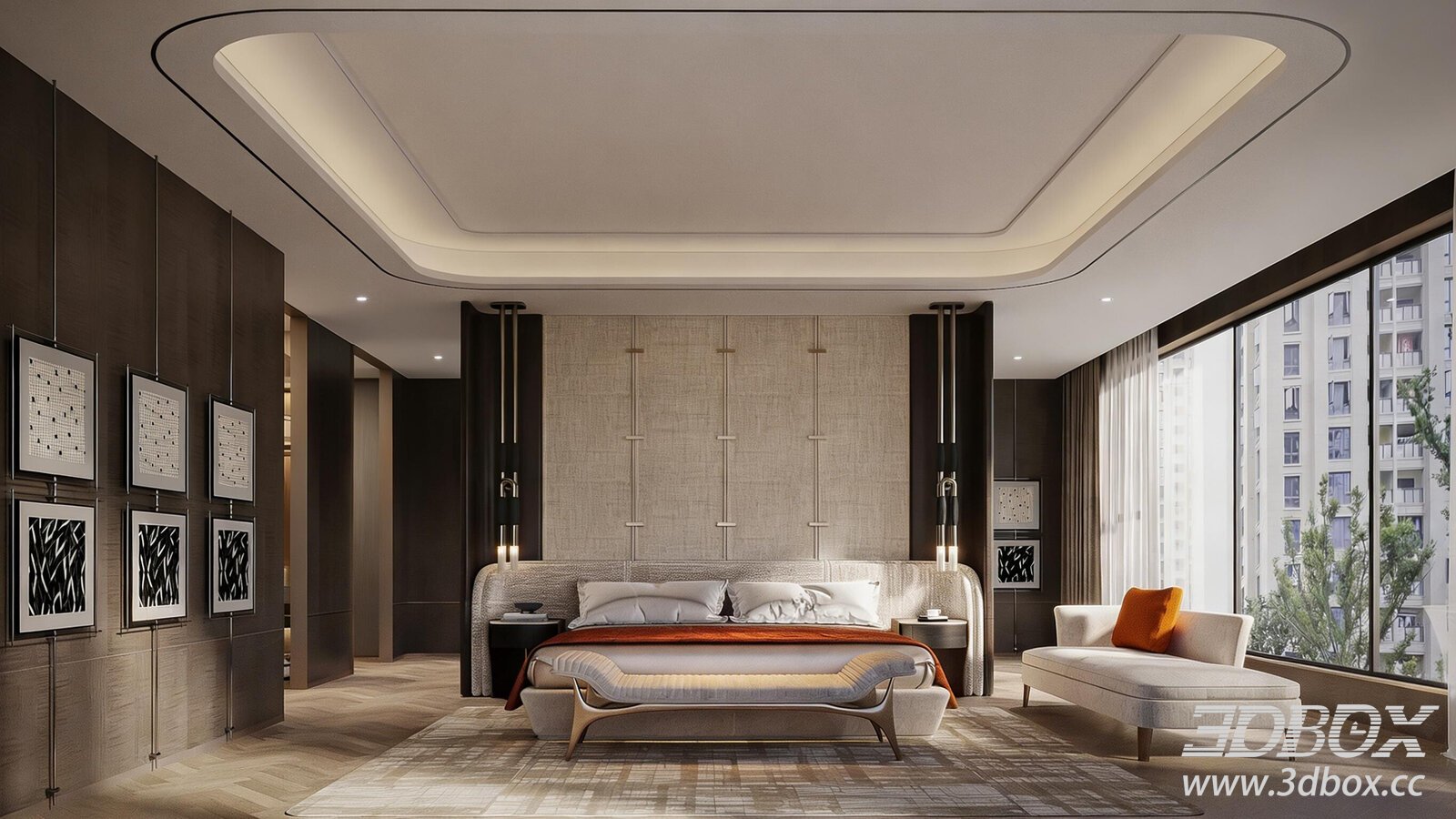 Modern Luxury Master Bedroom 3D model - thumbnail 1
