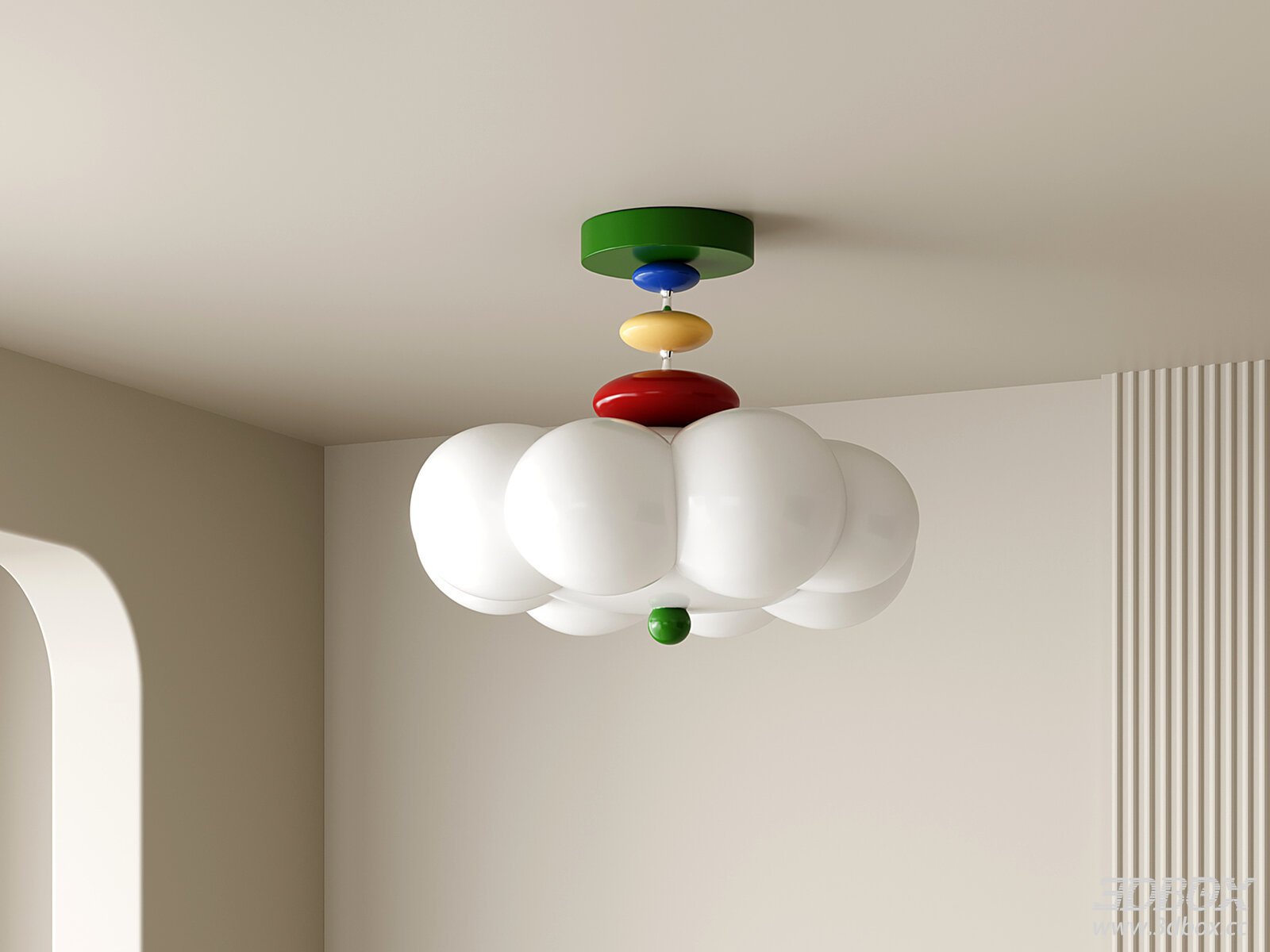 Colorful Bubble - shaped Ceiling Light for Kids' Room 3D model - front view